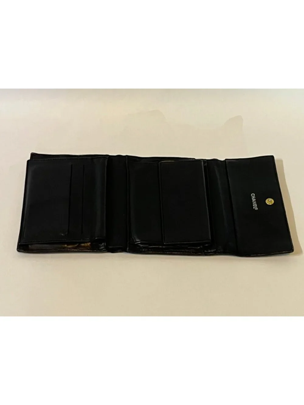Authentic Chanel Chocolate Bar matelasse square-quilted compact trifold wallet